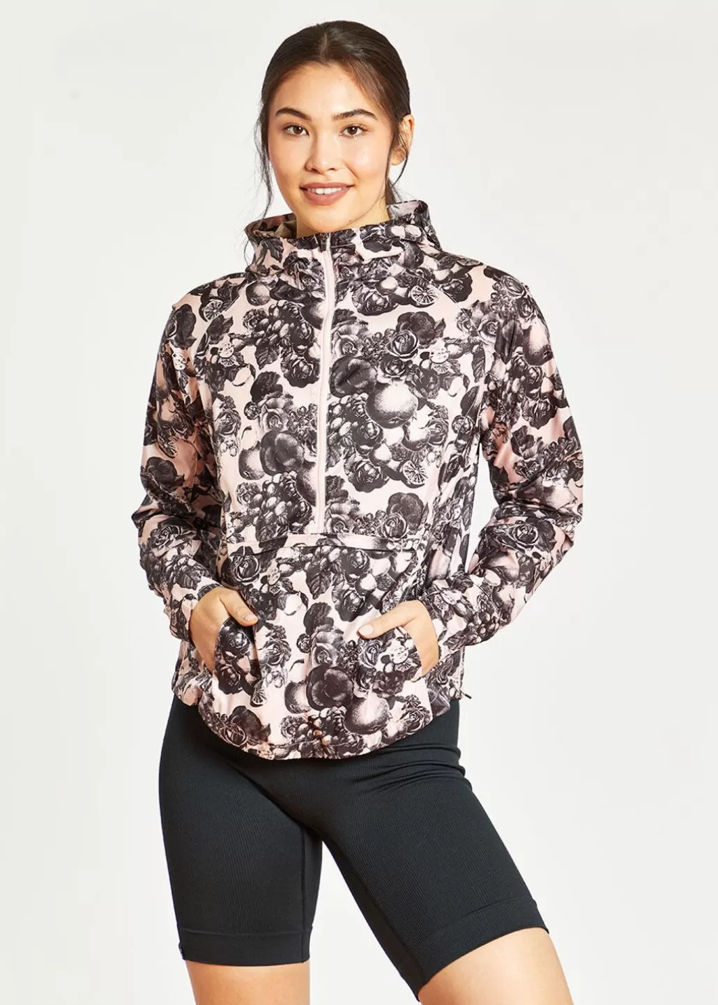 Oiselle Seattle Showers Anorak Rose Botanical Print New